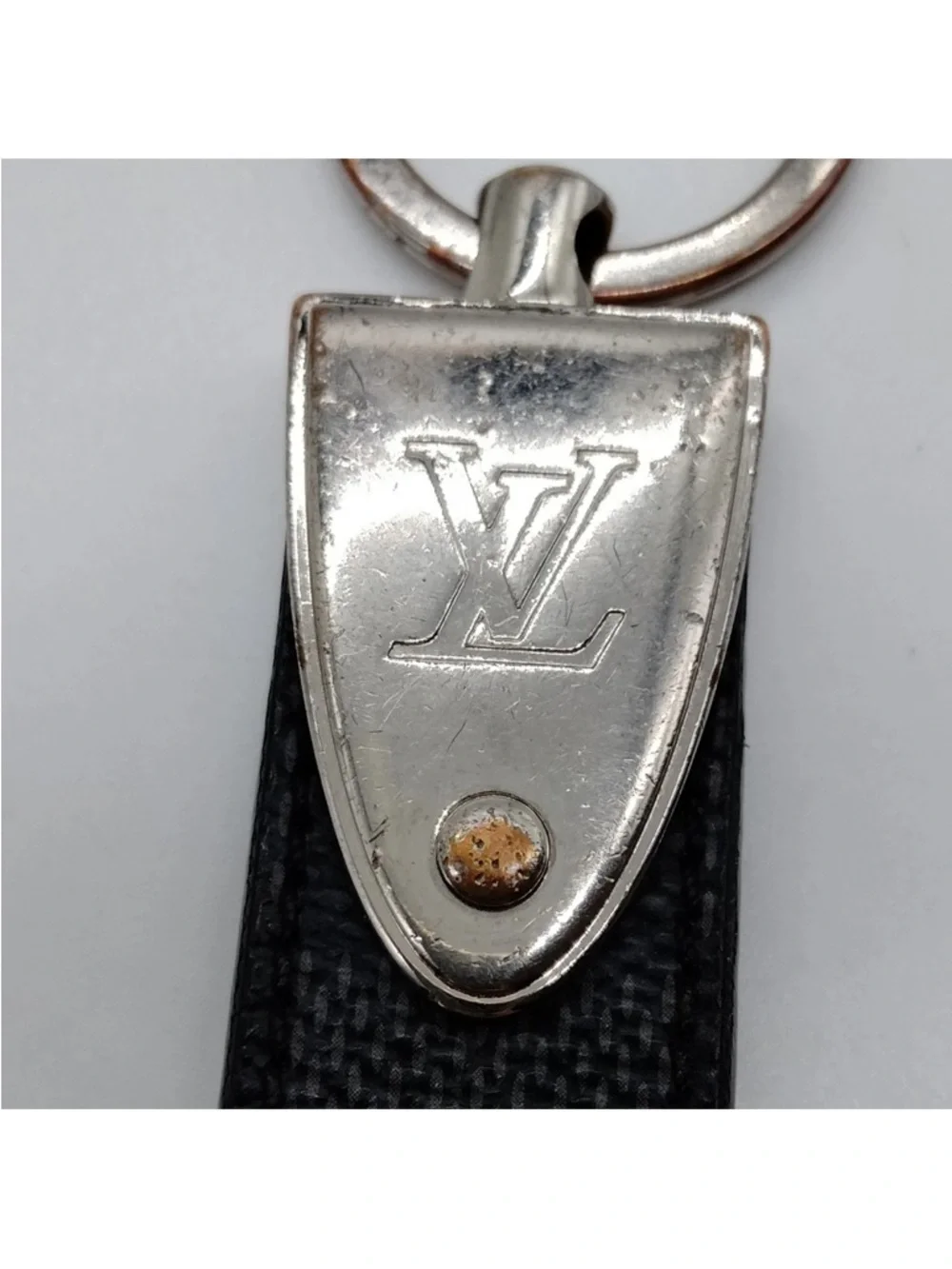 Louis Vuitton Damier Graphite Black Leather & Silver-Tone Keychain